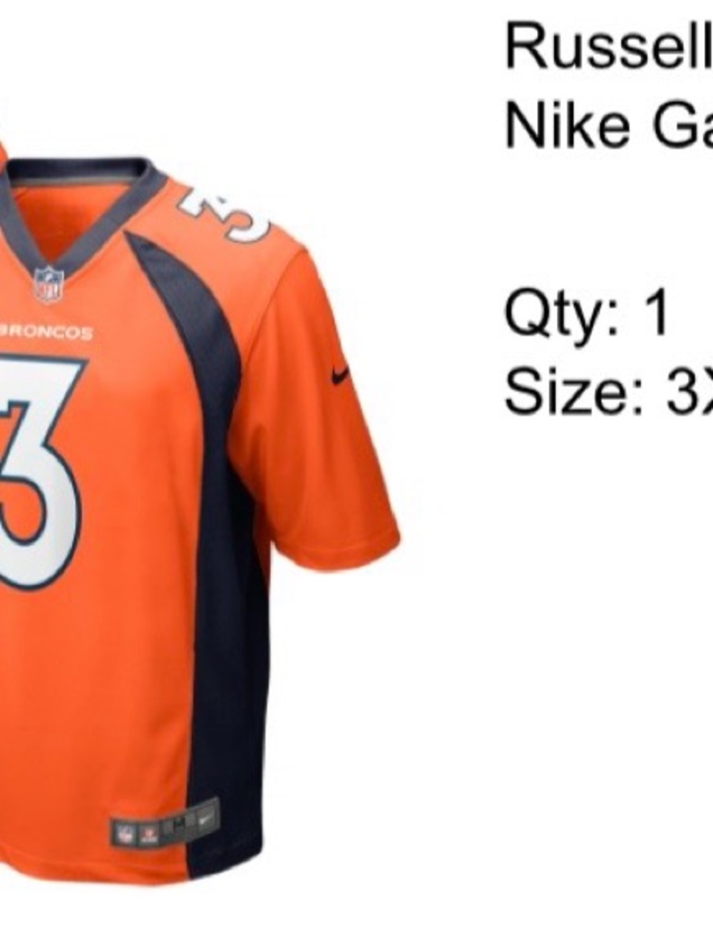 Nike Orange and Navy #3 Football Jersey